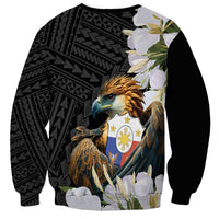 Philippines Eagle with Coat Of Arm Sweatshirt Simple Sampaguita Jasmine - Wonder Print Shop