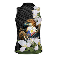 Philippines Eagle with Coat Of Arm Women Sleeveless Polo Shirt Simple Sampaguita Jasmine - Wonder Print Shop