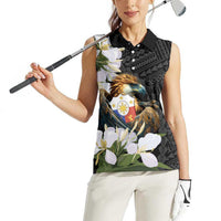 Philippines Eagle with Coat Of Arm Women Sleeveless Polo Shirt Simple Sampaguita Jasmine - Wonder Print Shop