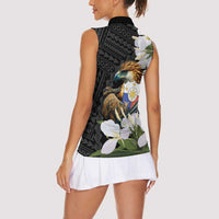 Philippines Eagle with Coat Of Arm Women Sleeveless Polo Shirt Simple Sampaguita Jasmine - Wonder Print Shop