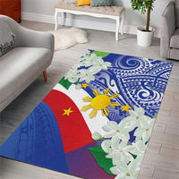 Philippines Flag Area Rug Sampaguita Jasmine with Polynesian Tribal LT9 - Wonder Print Shop