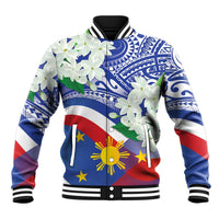 Philippines Flag Baseball Jacket Sampaguita Jasmine with Polynesian Tribal LT9 - Wonder Print Shop