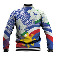Philippines Flag Baseball Jacket Sampaguita Jasmine with Polynesian Tribal LT9 - Wonder Print Shop