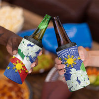 Philippines Flag 4 in 1 Can Cooler Tumbler Sampaguita Jasmine with Polynesian Tribal LT9 - Wonder Print Shop