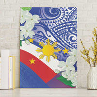 Philippines Flag Canvas Wall Art Sampaguita Jasmine with Polynesian Tribal LT9 - Wonder Print Shop