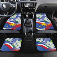 Philippines Flag Car Mats Sampaguita Jasmine with Polynesian Tribal LT9 - Wonder Print Shop