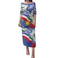 Philippines Flag Family Matching Puletasi and Hawaiian Shirt Sampaguita Jasmine with Polynesian Tribal - Wonder Print Shop