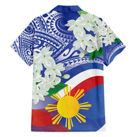 Philippines Flag Family Matching Short Sleeve Bodycon Dress and Hawaiian Shirt Sampaguita Jasmine with Polynesian Tribal - Wonder Print Shop
