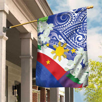 Philippines Flag Garden Flag Sampaguita Jasmine with Polynesian Tribal - Wonder Print Shop