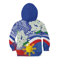 Philippines Flag Kid Hoodie Sampaguita Jasmine with Polynesian Tribal - Wonder Print Shop