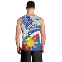 Philippines Flag Men Tank Top Sampaguita Jasmine with Polynesian Tribal - Wonder Print Shop