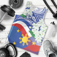Philippines Flag Men Tank Top Sampaguita Jasmine with Polynesian Tribal - Wonder Print Shop