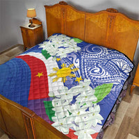 Philippines Flag Quilt Sampaguita Jasmine with Polynesian Tribal - Wonder Print Shop