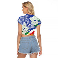 Philippines Flag Raglan Cropped T Shirt Sampaguita Jasmine with Polynesian Tribal - Wonder Print Shop