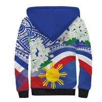 Philippines Flag Sherpa Hoodie Sampaguita Jasmine with Polynesian Tribal - Wonder Print Shop