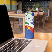 Philippines Flag Skinny Tumbler Sampaguita Jasmine with Polynesian Tribal - Wonder Print Shop