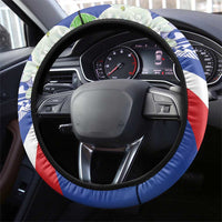 Philippines Flag Steering Wheel Cover Sampaguita Jasmine with Polynesian Tribal - Wonder Print Shop