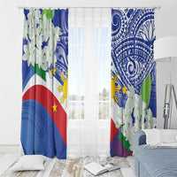 Philippines Flag Window Curtain Sampaguita Jasmine with Polynesian Tribal - Wonder Print Shop