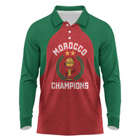 Custom Morocco Atlas Lions Long Sleeve Polo Shirt African Football Champions 2025