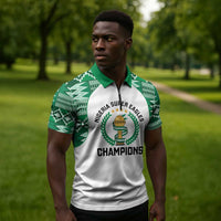 Custom Nigeria Super Eagles Zipper Polo Shirt African Football Champions 2025