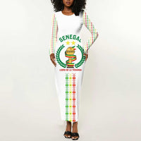Custom Senegal Lions of Teranga Long Sleeve Bodycon Dress African Football Champions 2025