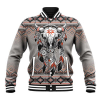 Native American Buffalo Skull Baseball Jacket with Dream Catchers Feathers