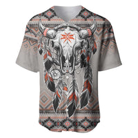 Native American Buffalo Skull Baseball Jersey with Dream Catchers Feathers