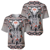 Native American Buffalo Skull Baseball Jersey with Dream Catchers Feathers