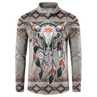 Native American Buffalo Skull Button Sweatshirt with Dream Catchers Feathers