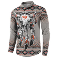 Native American Buffalo Skull Button Sweatshirt with Dream Catchers Feathers