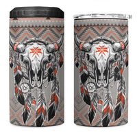 Native American Buffalo Skull 4 in 1 Can Cooler Tumbler with Dream Catchers Feathers