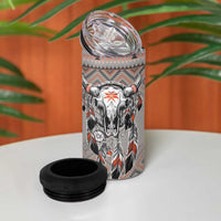 Native American Buffalo Skull 4 in 1 Can Cooler Tumbler with Dream Catchers Feathers