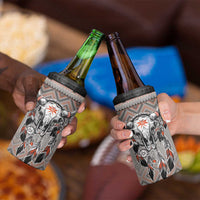 Native American Buffalo Skull 4 in 1 Can Cooler Tumbler with Dream Catchers Feathers