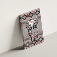 Native American Buffalo Skull Canvas Wall Art with Dream Catchers Feathers