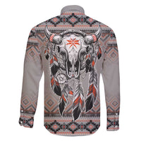 Native American Buffalo Skull Family Matching Off Shoulder Maxi Dress and Hawaiian Shirt with Dream Catchers Feathers