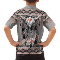 Native American Buffalo Skull Family Matching Puletasi and Hawaiian Shirt with Dream Catchers Feathers