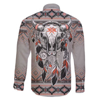 Native American Buffalo Skull Family Matching Short Sleeve Bodycon Dress and Hawaiian Shirt with Dream Catchers Feathers