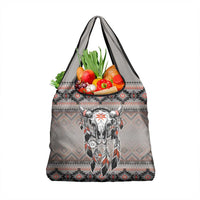 Native American Buffalo Skull Grocery Bag with Dream Catchers Feathers