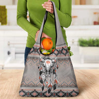 Native American Buffalo Skull Grocery Bag with Dream Catchers Feathers