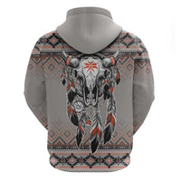 Native American Buffalo Skull Hoodie with Dream Catchers Feathers