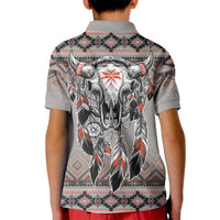 Native American Buffalo Skull Kid Polo Shirt with Dream Catchers Feathers