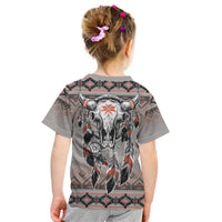 Native American Buffalo Skull Kid T Shirt with Dream Catchers Feathers