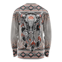 Native American Buffalo Skull Long Sleeve Shirt with Dream Catchers Feathers