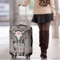Native American Buffalo Skull Luggage Cover with Dream Catchers Feathers