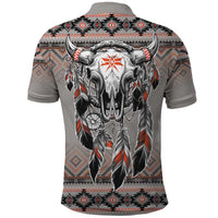 Native American Buffalo Skull Polo Shirt with Dream Catchers Feathers