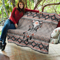 Native American Buffalo Skull Quilt with Dream Catchers Feathers