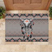 Native American Buffalo Skull Rubber Doormat with Dream Catchers Feathers