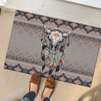 Native American Buffalo Skull Rubber Doormat with Dream Catchers Feathers