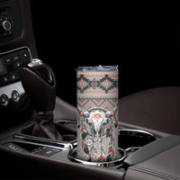 Native American Buffalo Skull Skinny Tumbler with Dream Catchers Feathers