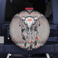 Native American Buffalo Skull Spare Tire Cover with Dream Catchers Feathers